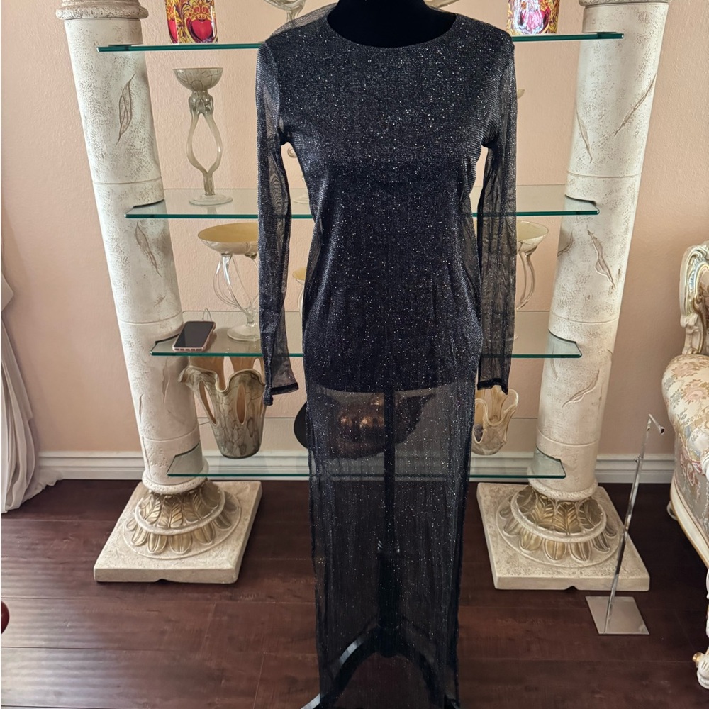 Forever 21 Black Sheer Glitter Dress